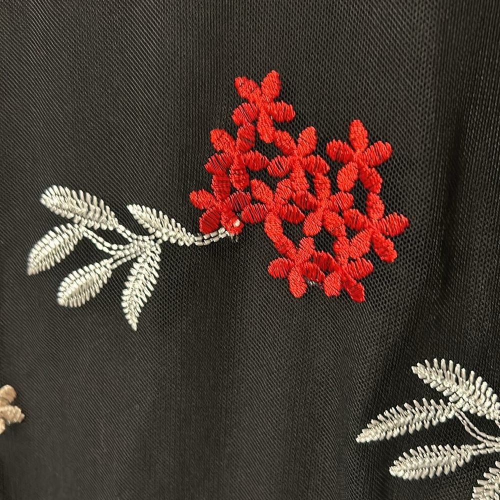 Alfani black shear top with embroidered flowers. Size extra large. - Picture 7 of 14